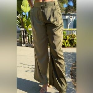 Olive Green Women's Wide-Leg Pants